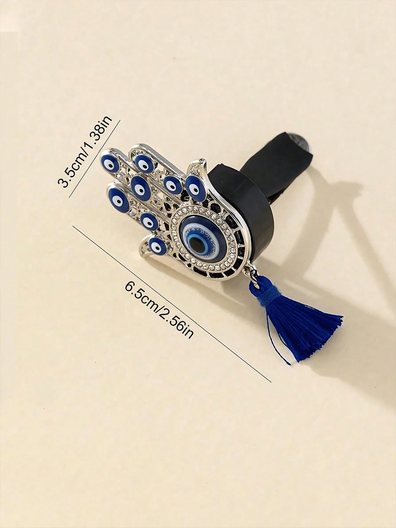 مشبك برائحة اليد همسة بفتحة تهوية السيارة، عين الشر مع شرابة زرقاء، حامل معطر هواء مزخرف، ملحق لوحة القيادة الأنيق، مثالي