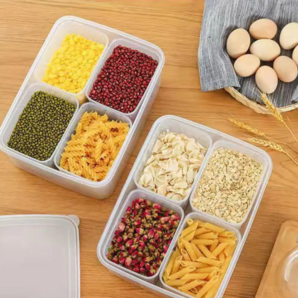 Size Storage Organizer Storage Box Divided Serving Tray with 4 Removable Compartments Food Grade Bpa Free for Heat-resistant