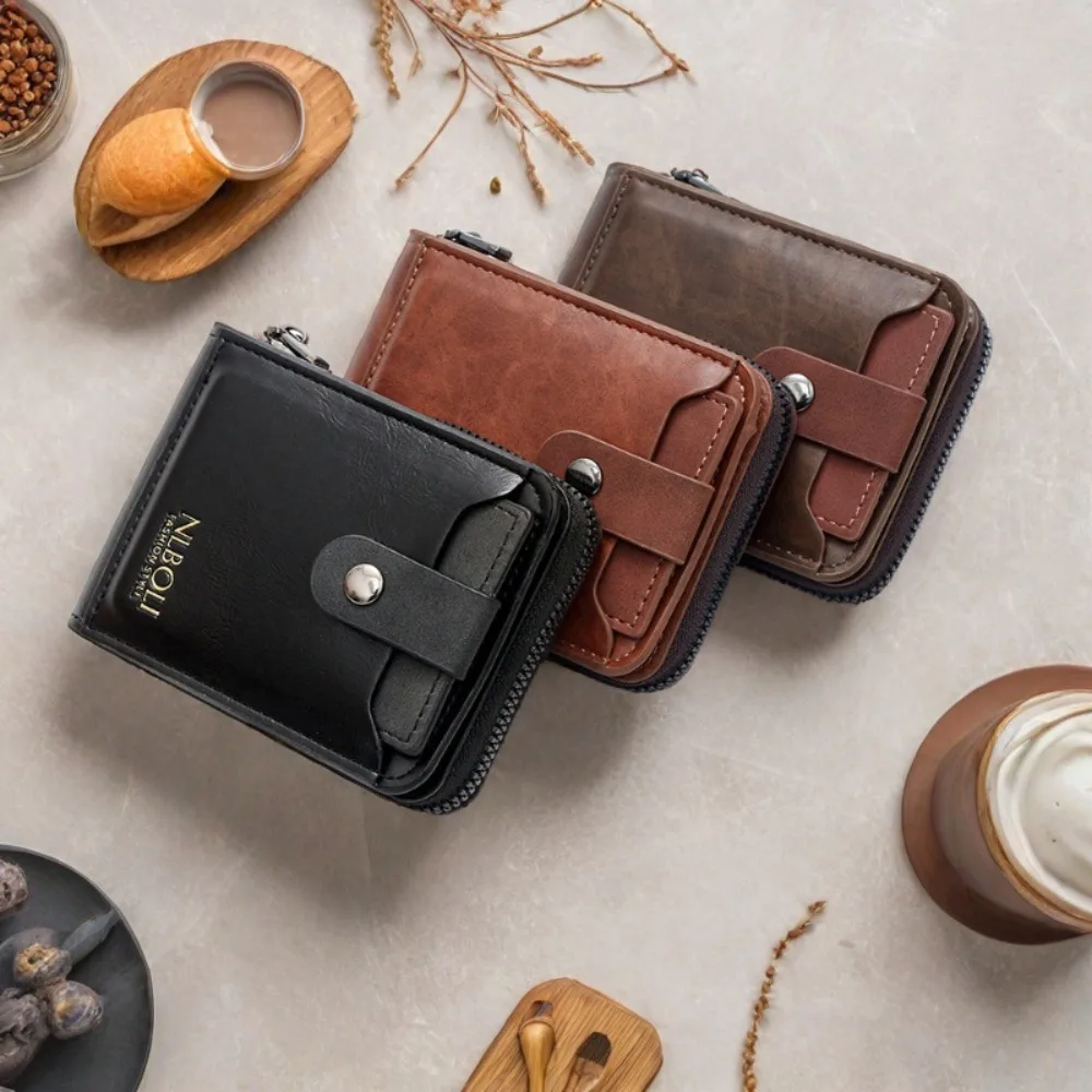 

Fashion Large Capacity Solid Color Card Bag Casual Multi-card Slot RFID Male Wallet Card Pocket Zipper Business Card Bag Outdoor