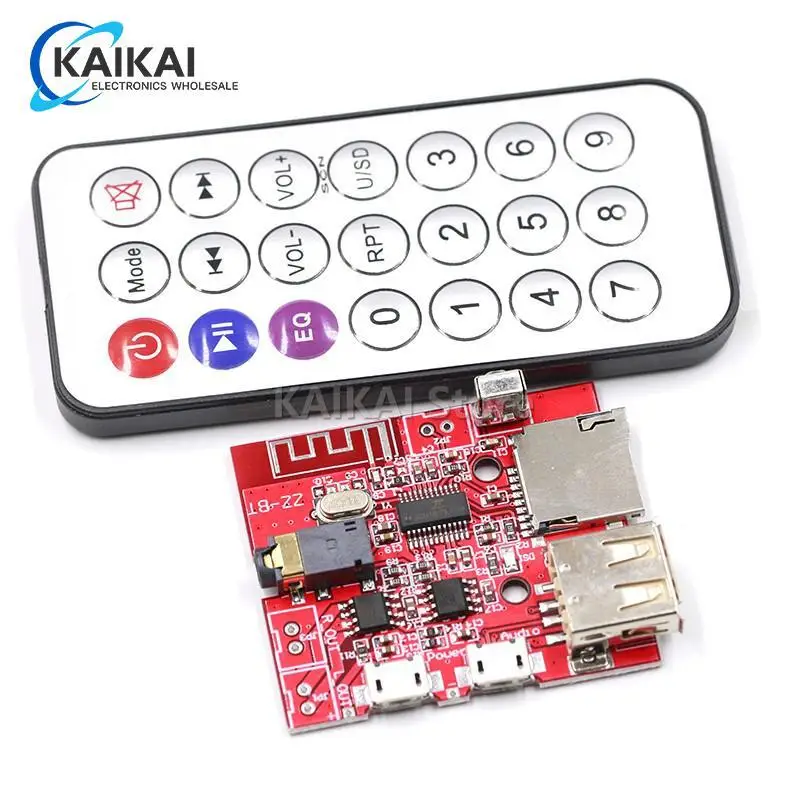 Car Bluetooth 4.1 MP3 WAV Decoding Board 3W Speaker Amplifier Audio Receiver Module Support USB/TF/U-DISK/IR Remote Control