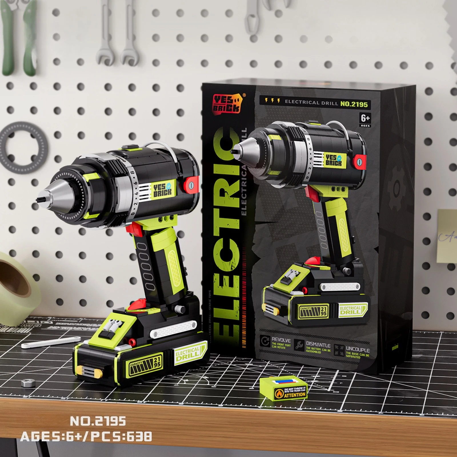 Electric Tools Building Block Assembly Model Set Angle Grinder Mechanical Drill Building Block Toy Collection Decor Child Gifts