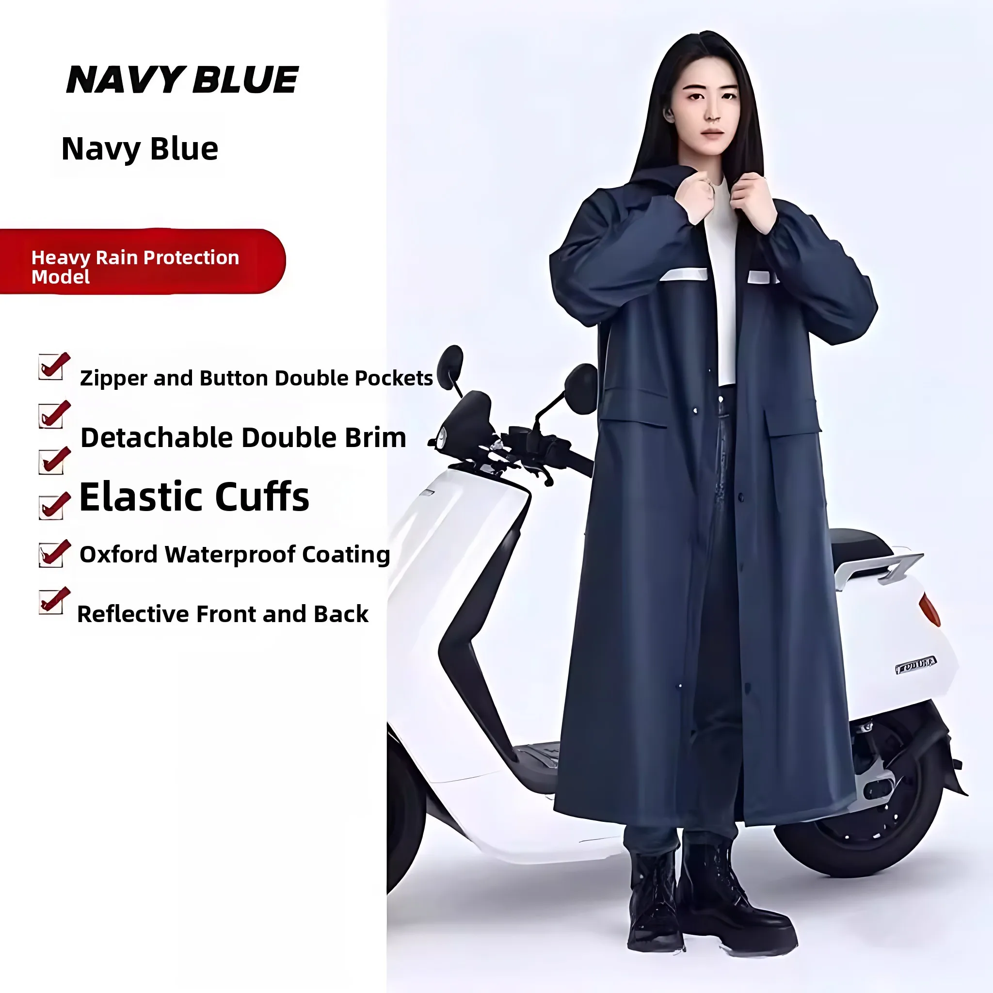 Long Full-Body Thickened  Vehicle Raincoat Waterproof Cycling Raincoat for Heavy Rainstorms Unisex Sport Outdoor Gear