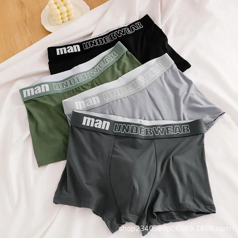 4 pcs/lot Men's Boxers Cotton Comfort Briefs Underwear Black L XL XXL XXXL 4XL Breathable Fashion Fitness Sports