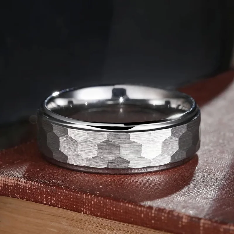 2026 8mm Fashion Jewelry Stainless Steel Rings for Men Accessories Party Gift Classical Silver-Color Geometirc Pattern Men Rings