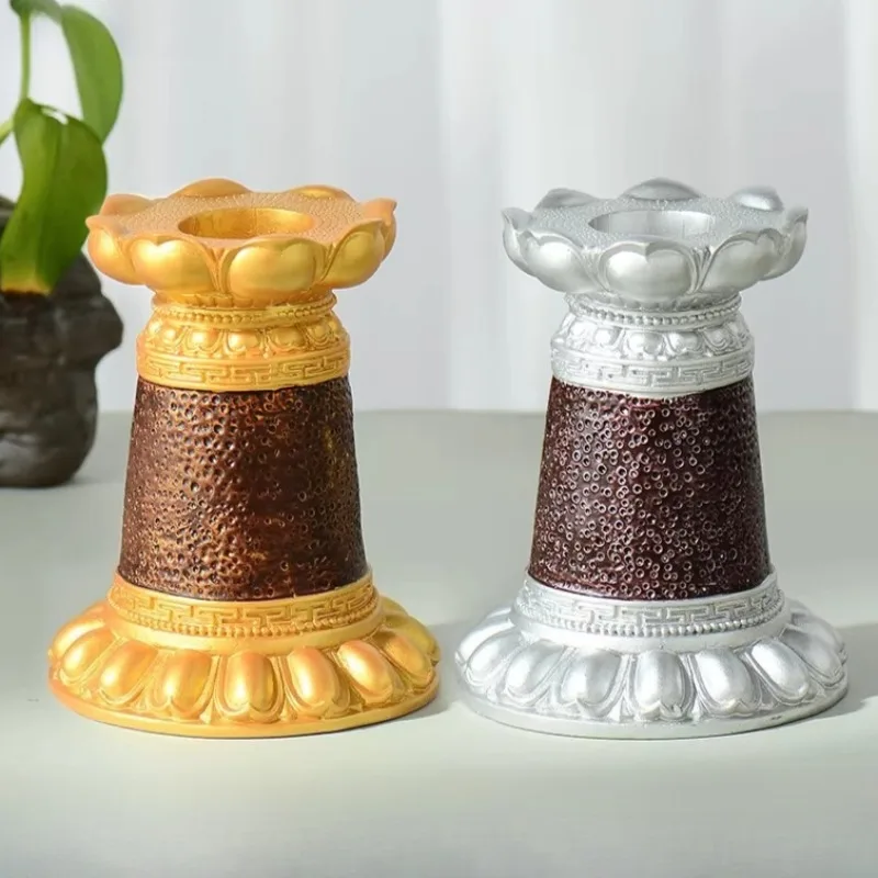 

Основание для молитвенного колеса с ручным приводом, цвета золота и серебра, в форме тибетского лотоса, из смолы, для домашнего поклонения, религиозные принадлежности