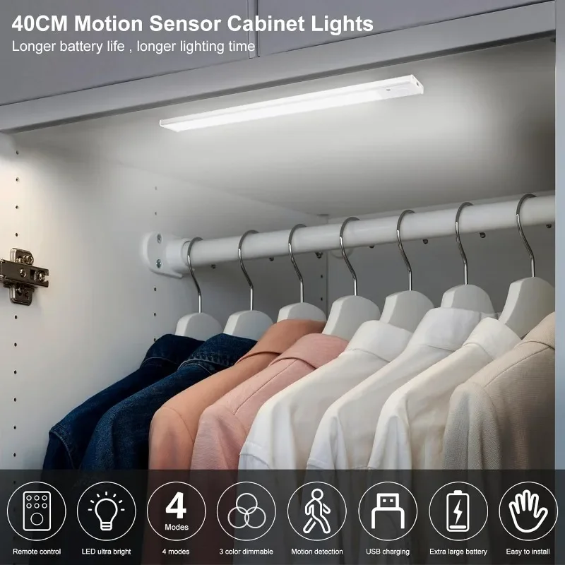Wireless LED Night Light Motion Sensor USB Rechargeable Strip For Bedroom Kitchen Cabinet Lamp Remote Control Lighting