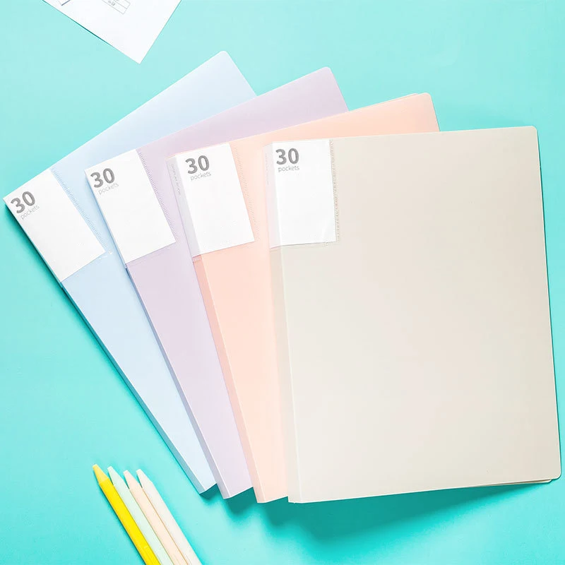 

Multifunctional A4 office file folder with transparent inserts, multi-layer large-sized loose-leaf file folder set