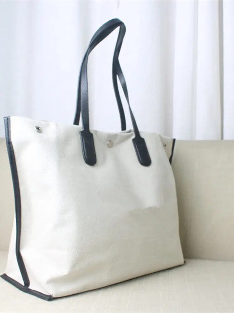 

Large Capaci Canvas Tote Bag Casual Handbag Women's Bag Briti Sle Print Youth Faion Handbag for Par