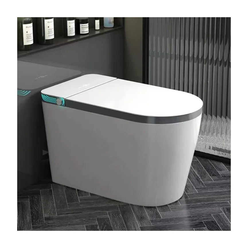 Big U Widened Seat Ring Floor Mounted Intelligent Water Closet Bathroom Ceramic Automatic Toilet Seat Smart Toilet Bowl