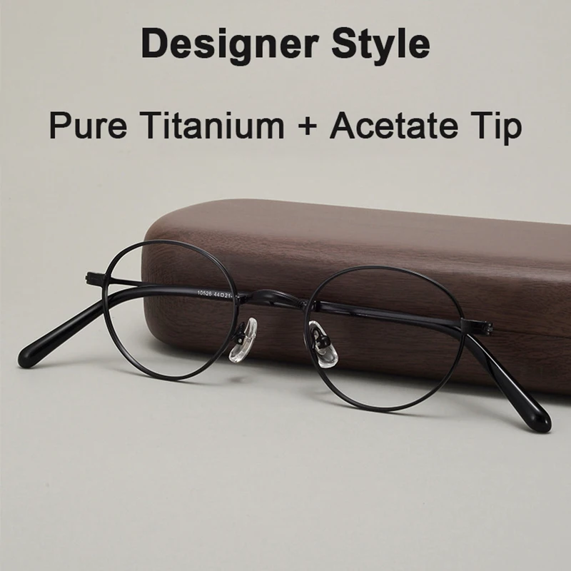 

Japanese Style Retro Pure Titanium Vacuum IP Coating Workmanship Glasses Frame Women's Men Oval Urltra-Light Fine Edge Eyeglass