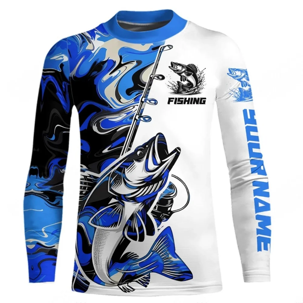 Fishing Shirt Men's Long Sleeve T-Shirt Camping Outdoor Men T-Shirt Summer Fishing Graphic Crew Neck T-Shirts for Men Clothing
