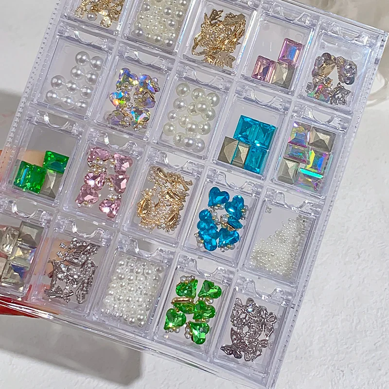 20/30 Grid Compartment Acrylic Storage Box Transparent Display Case Jewelry Parts Sorter Nail Rhinestone Box Dust Proof Flip Lid