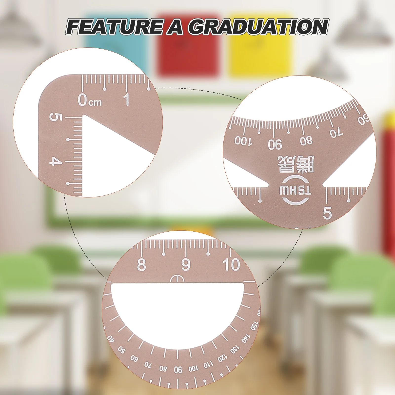 Metric Ruler Protractor and Compass Architecture Drawing Supply Office with Inches Centimeters