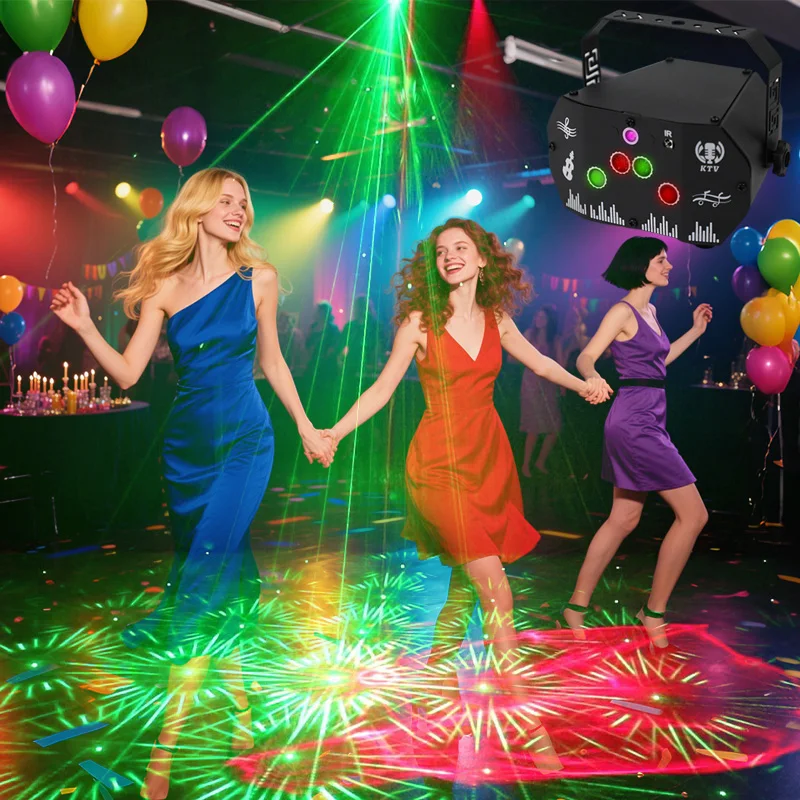 

DJ Party Lighting Stage Laser-Aurora Borealis Effect RGB Sound Control Disco Strobe Lighting с пультом дистанционного управления