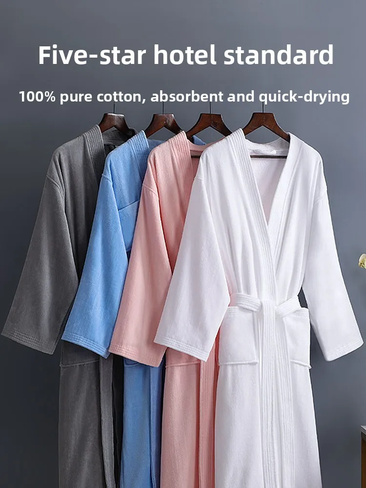 

Халат из чистого хлопка, длинный, для сна, весна-осень, женский и мужской, большие размеры, парная одежда для сна, из махровой ткани