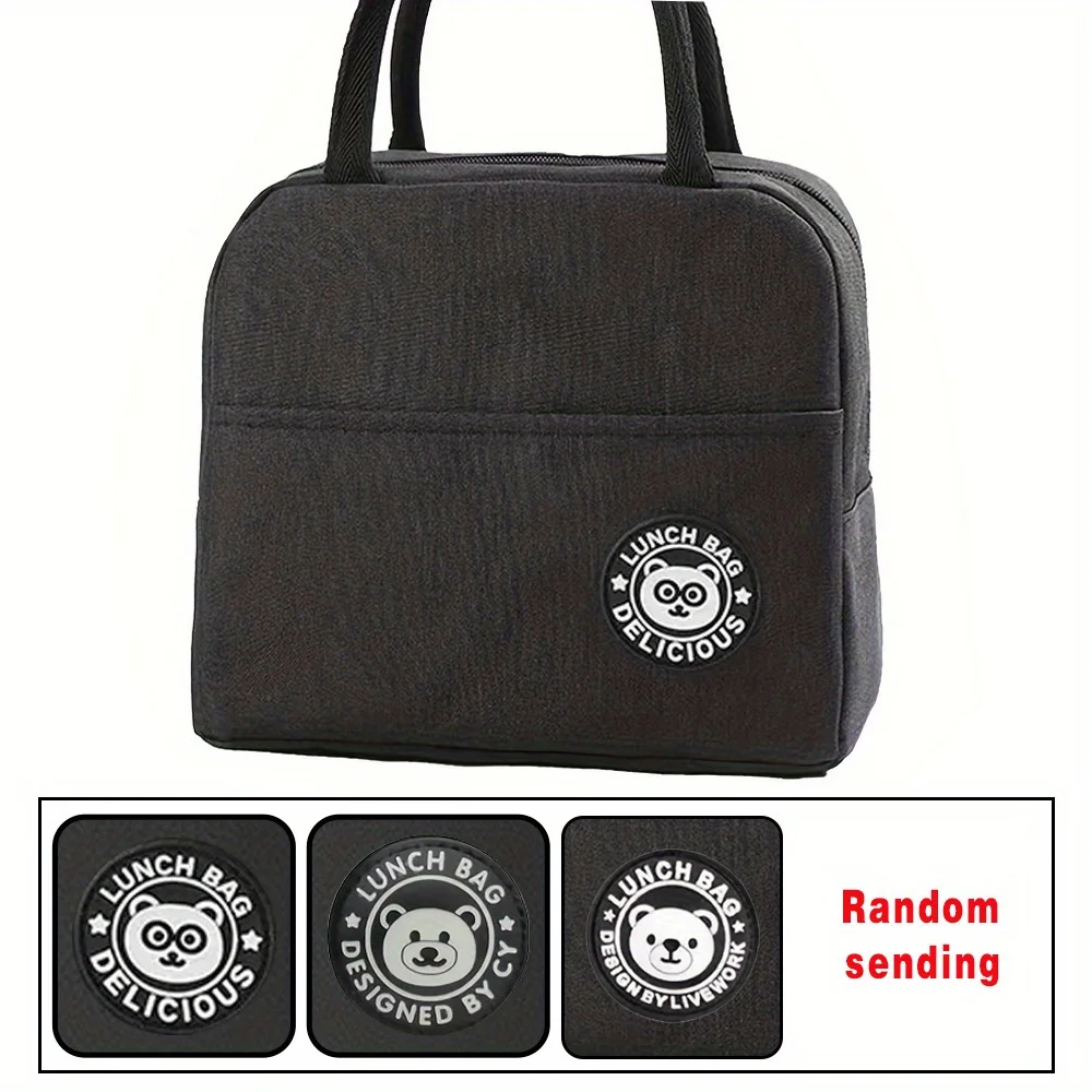 Customized Black Insulated Lunch Bag Bento Bag Aluminum Foil Lunch Box Women's Handbag Picnic Food Bag