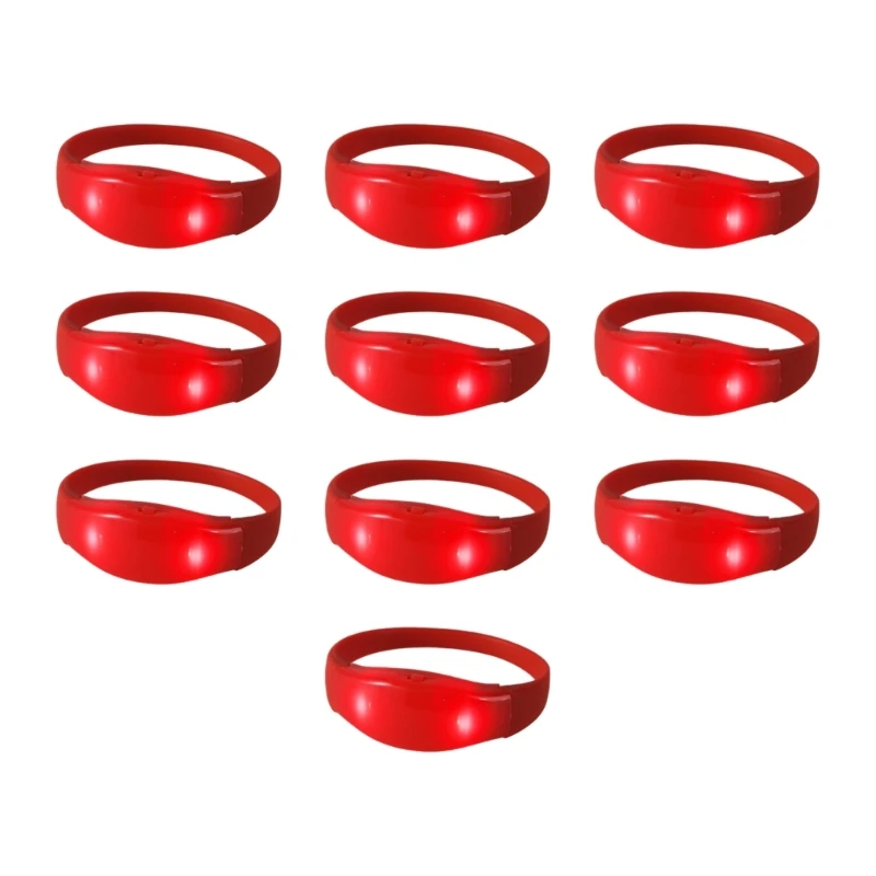 10pcs Voice Activated Bracelets Silicone LED Light Up Wristbands for Women Girls