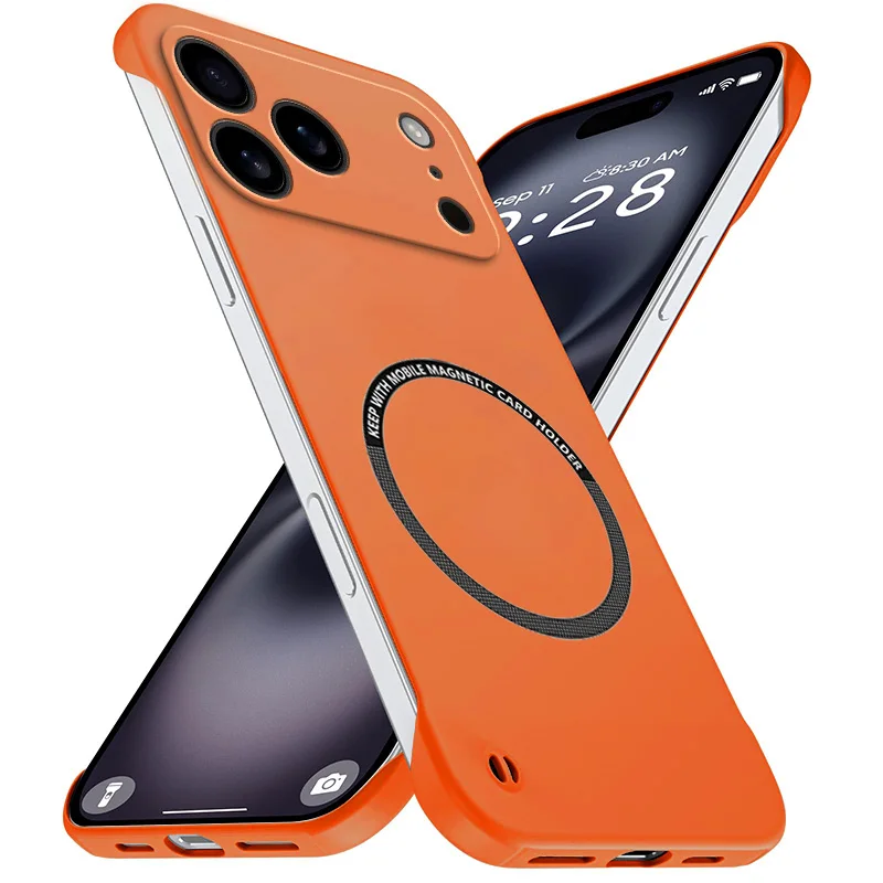 Magnetic Slim für iPhone 17 Pro Max Air Rahmenlose Handyhüllen, matte, kratzfeste, harte PC-Abdeckung, iPhone Air 17 Pro, stoßfeste Rüstung