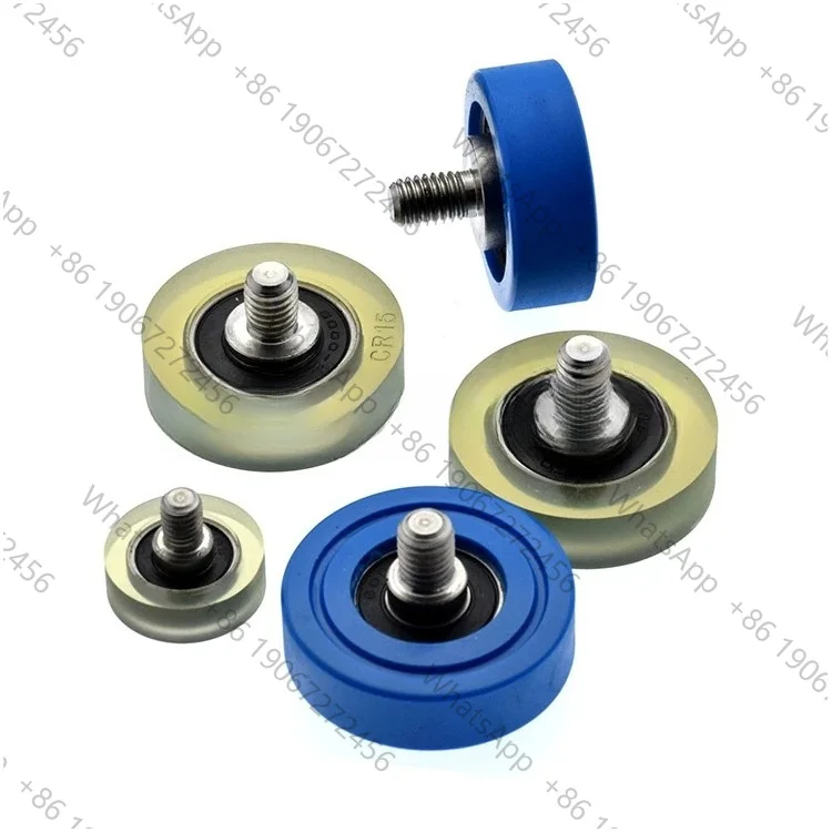 M3 M4 M6 M8 PU Rubber Coating Pulley Wheel Sliding Gate Door Bearing Roller Slide With SS304 Thread Screw