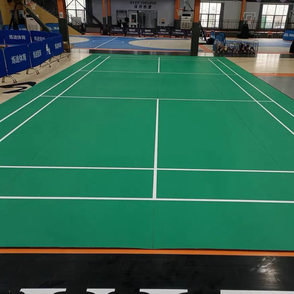 Baldosas esportivas de PVC Beable para quadra de tênis, superfície de areia de cristal, tapete de PVC de badminton com logotipo personalizado, qualidade superior