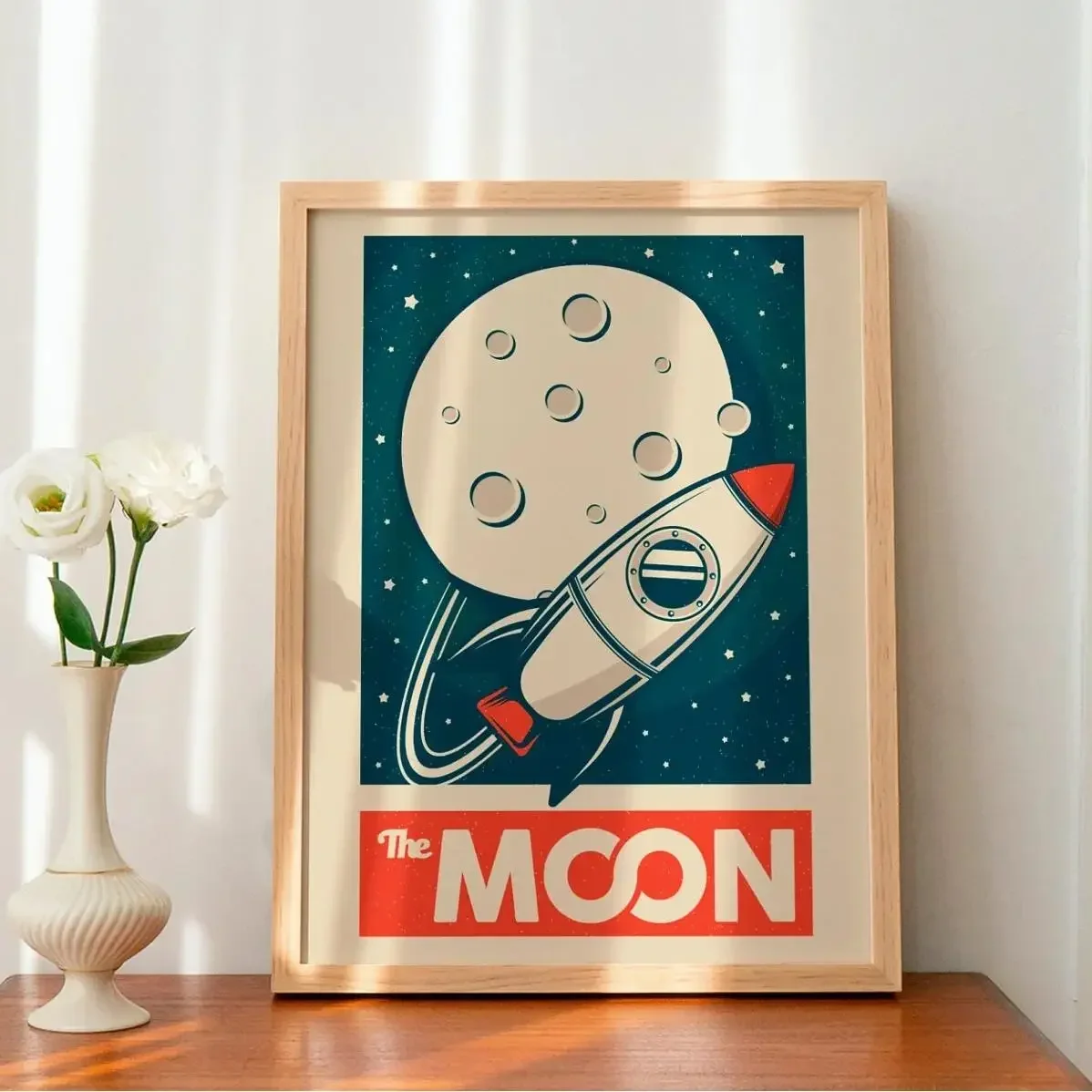1pc Retro Solar System Planet Space Astronaut Canvas Wall Print Astronomy Poster Moon Wall Decor Printable Art view 5