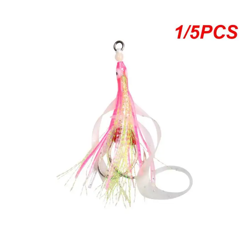 1/5PCS Bionic Lure Iron Lap Precise Fish Luring 2.2cm Pvc Material Iron Double Hook Fake Bait Night Light Effect Squid Form