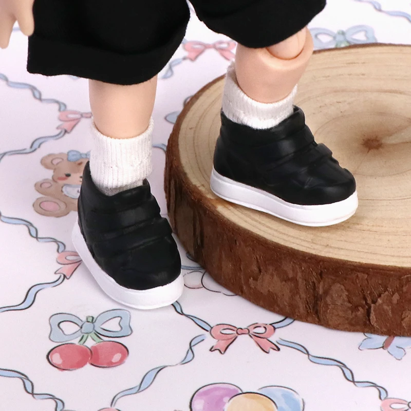 黒と白のPVCスニーカー,靴の装飾,取り外し可能な人形,PVC素材,アクセサリー,1/12 bjd,1ペア