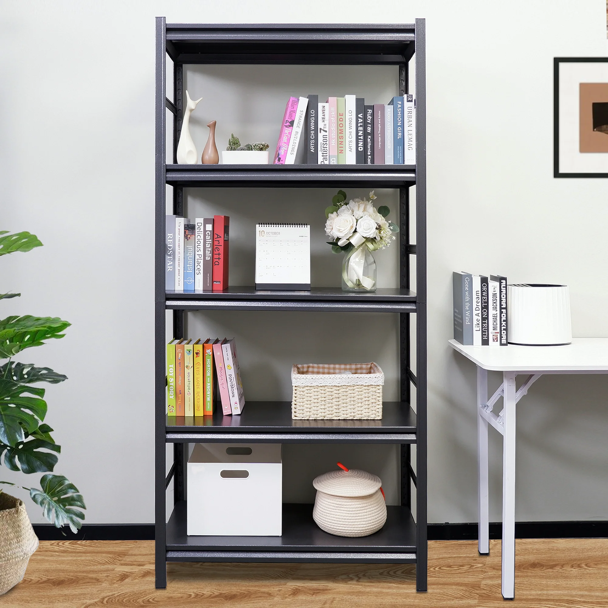 

Adjustable Heavy Duty Metal Shelving - 5-Tier Storage Shelves, 2000LBS Load, Kitchen, Garage, Pantry H63 * W31.5 * D15.7