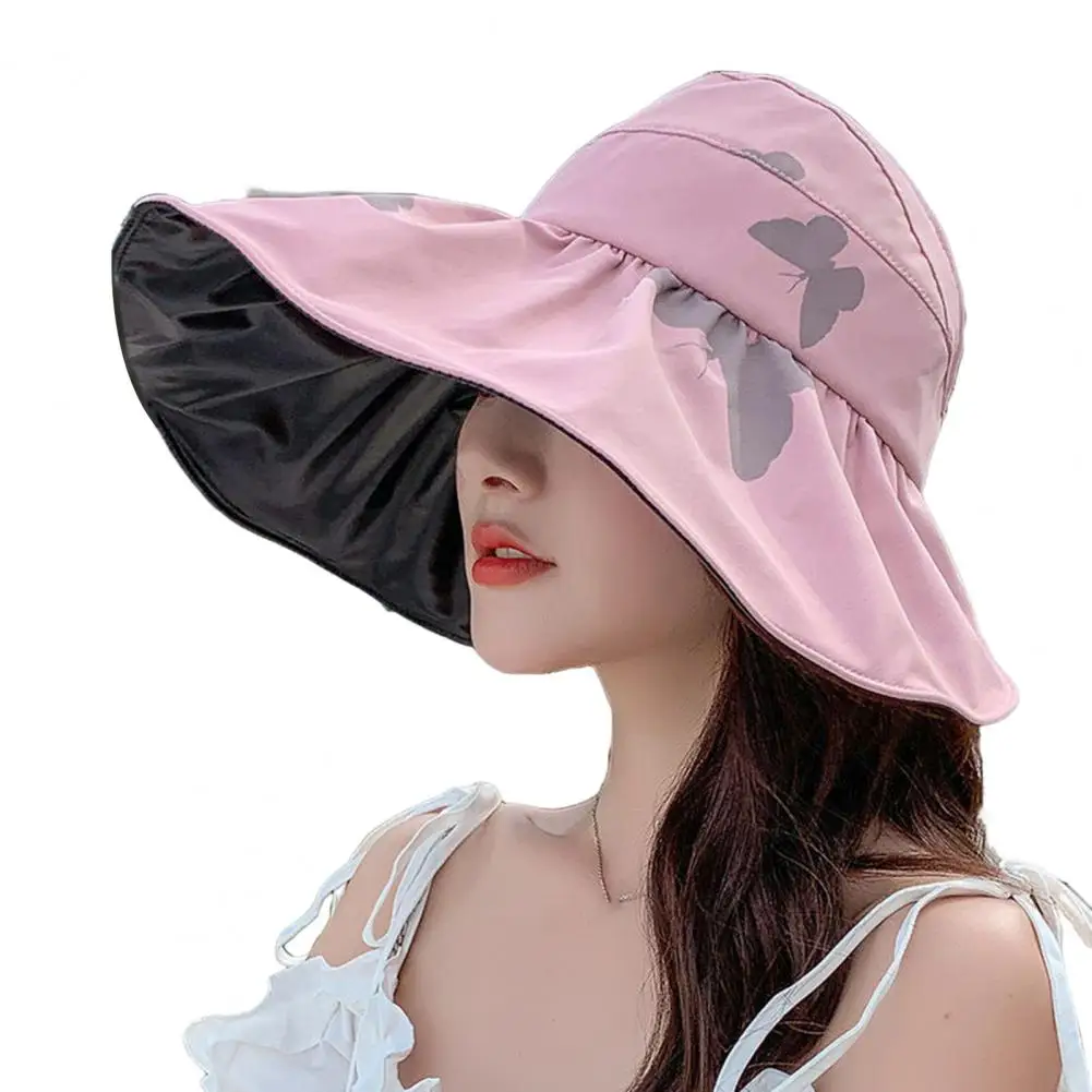 Foldable Beach Hat with Uv Protection Breathable Outdoor Sun Hat for Travel Women’s Wide Brim Sun Bucket Hat Foldable
