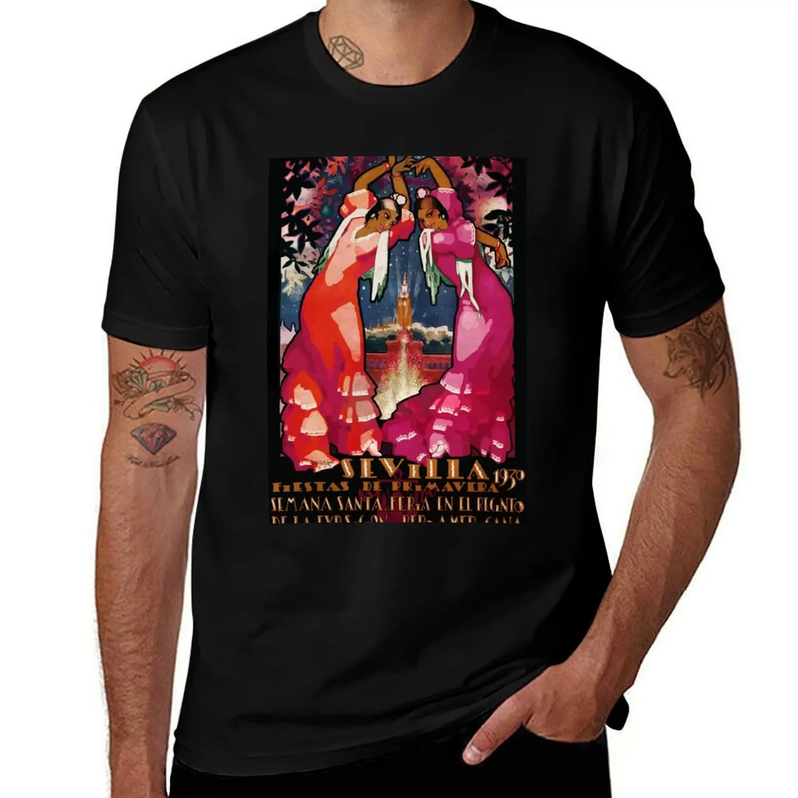 

Poster shirt 1930 April Spain t man designer quality shirts Travel Seville high t luxury Fair T-Shirt man brand