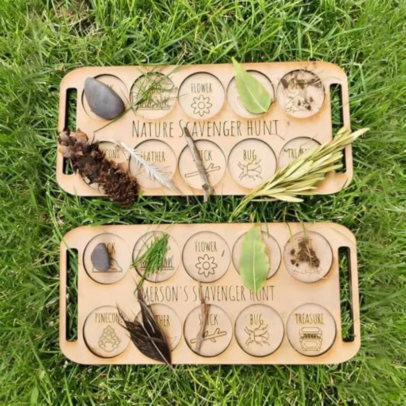 Portable Wooden Bug Scavenger Hunt Board Outdoor Nature Explorer Game for Kids Educational Activity Toy for Camping Hiking