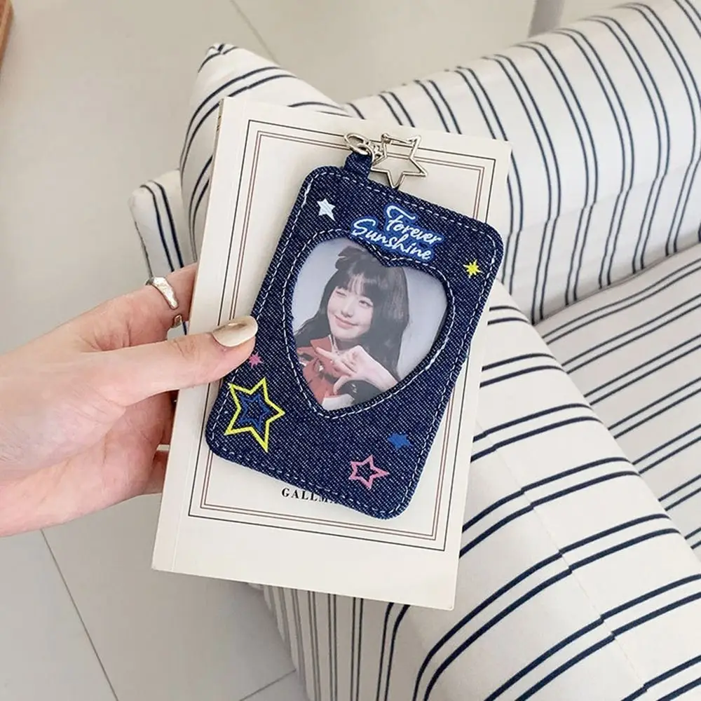 Portatarjetas Kawaii Y2k Denim Star, llavero, estuche para tarjetas, bolsa de almacenamiento, Protector de tarjetas, bolsa de amor, colgante, sesión fotográfica