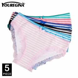 Woman Underwear Women's Cotton Briefs Solid Cute Bow Low-Rise Sexy Ladies Girls Panties Lingerie M L XL 5 pcs/lot