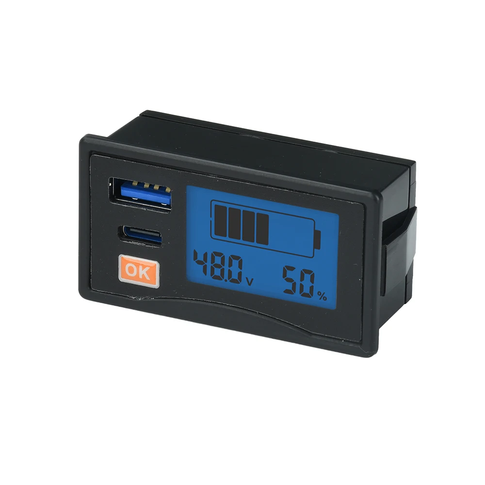 DC 12-24V Digitaler Voltmeter Batteriestandsanzeige USB+Typ C 30W Ausgangsspannungstester Leistungsmesser Auto-Kapazitätsmonitor – Detail 12