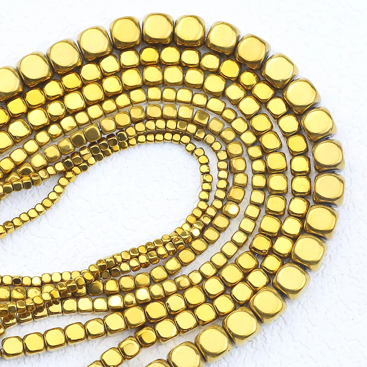 Vergoldete natürliche Hämatit-Steinperlen, abgeschrägte quadratische Spacer-lose Perlen, 2/3/4/6 mm, für Schmuckherstellung, Armband, Halsketten, DIY