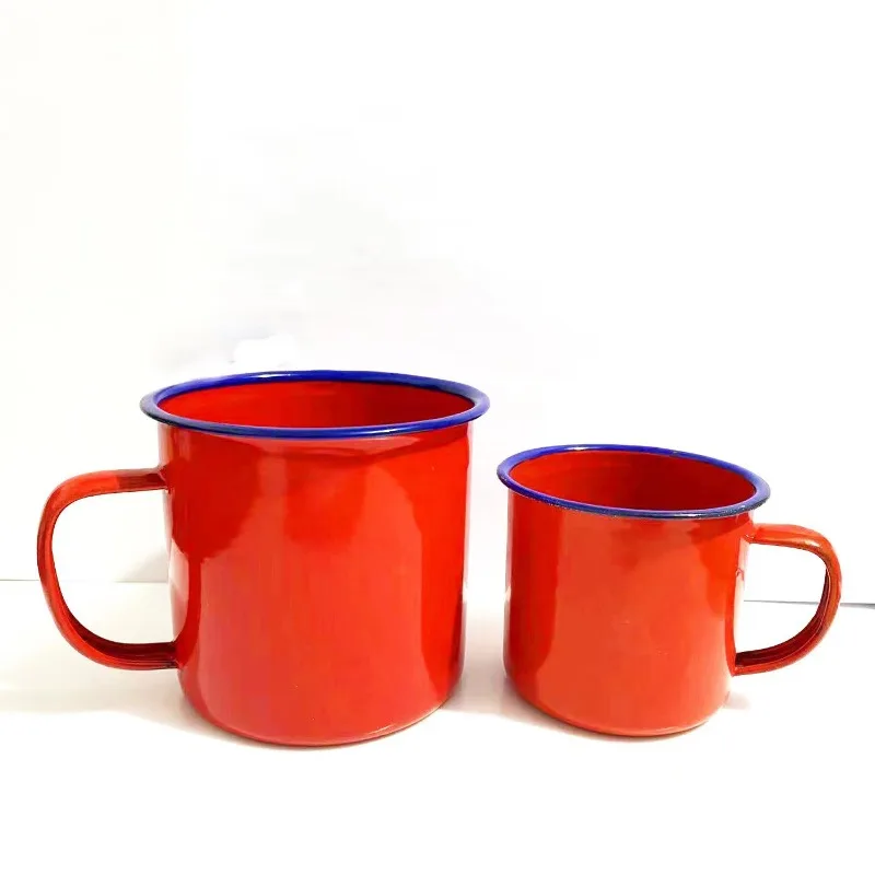 Red enamel cup retro nostalgic cup enamel tea cup Internet celebrity cake  Christmas porcelain  disposable