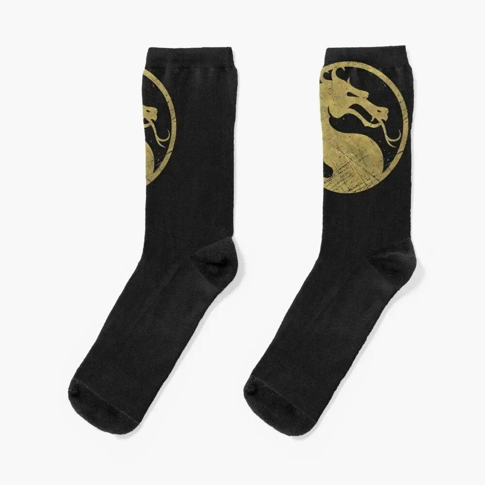 Mortal Kombat - Vintage Gold Socks sheer soccer anti-slip Wholesale Socks Women's Men's