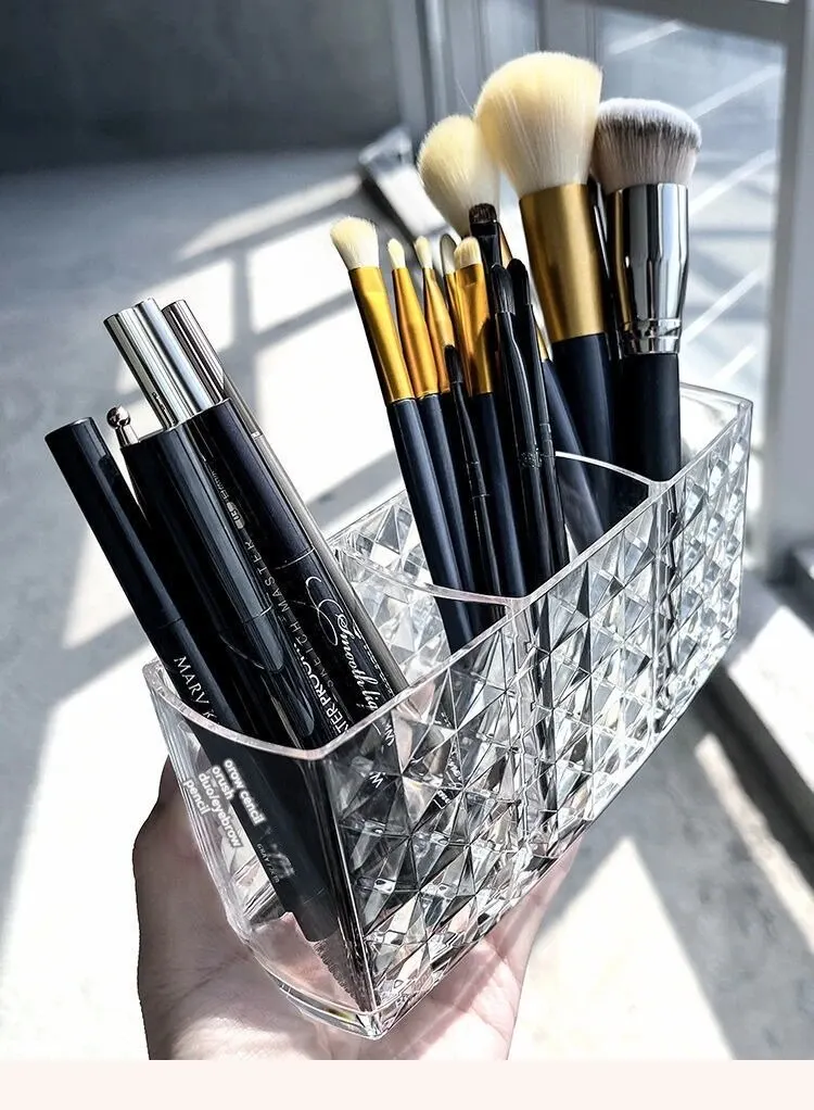 1Pcs/2Pcs Diamond Patterned Mirror Cabinet Storage Box, Bathroom, Bathroom, Cosmetics, Lipstick Storage Rack