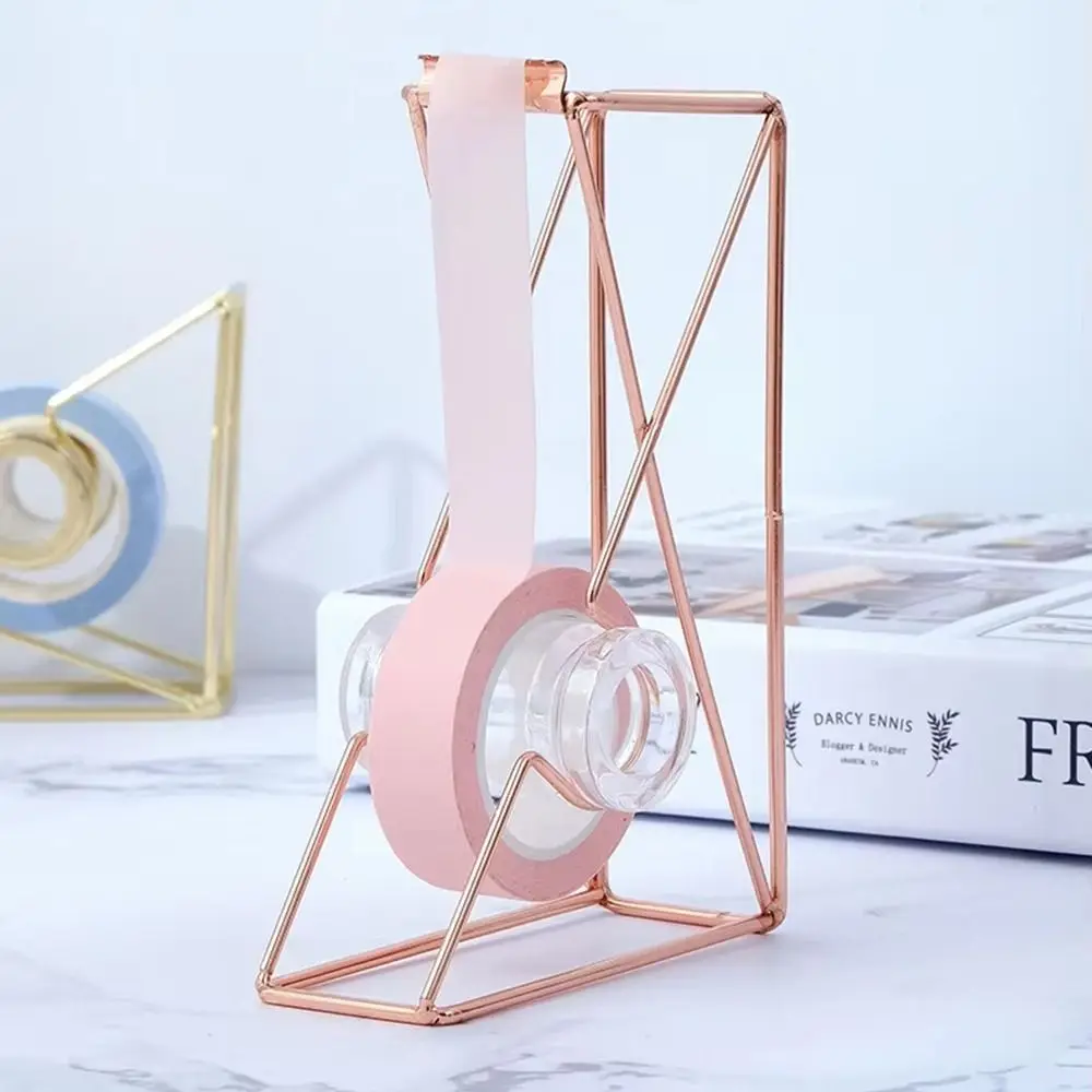 Non-slip Iron Art Tape Dispenser Rust-proof Smooth Cutting Manual Tape Cutter Transparent Wheel Sturdy Tape Storage Organizer