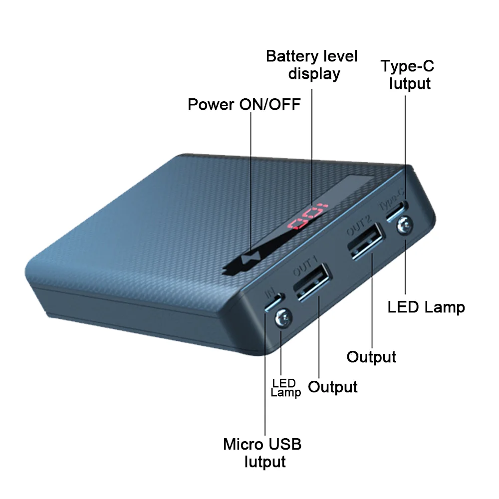 5*18650 Batterie DIY Power Bank Gehäuse abnehmbare löt freie Typ-C Micro-USB-Eingang Dual USB 5V 2a Ausgangs batterien halter