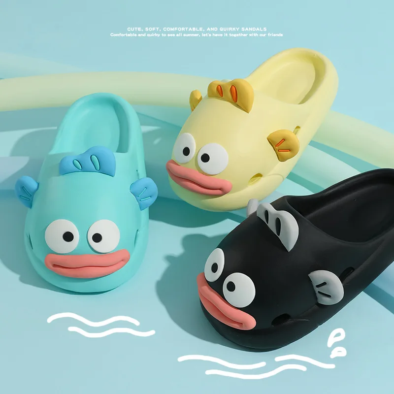 صنادل كلوونفيش - شبشب نسائي صيفي مغلق من الأمام، نمط كرتوني لطيف، نعل داخلي سميك غير قابل للانزلاق للنساء في الصيف