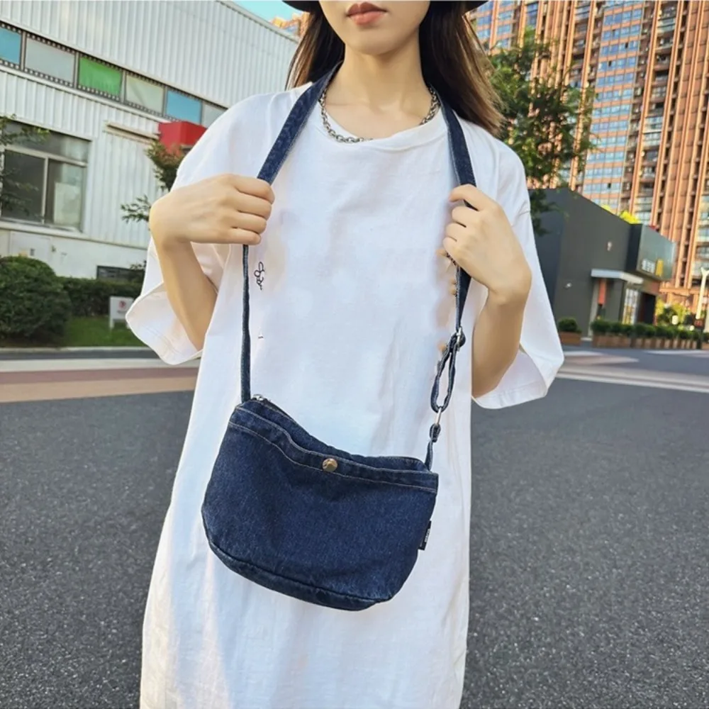 

Magnetic Denim Shoulder Bag Vintage Adjustable Strap Cowboy Hobo Bag Large Capacity Zipper Blue Cloth Crossbody Bag Daily
