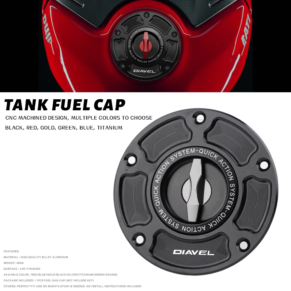 

For DUCATI DIAVEL X DIAVEL XDIAVEL /S 2011-2018 DIAVEL V4 2023 Motorcycle Accessories Fuel Gas Cap Tank Cover CNC Aluminum