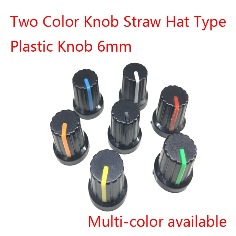 

10pcs/lots Straw Hat Plastic Knob 6mm Two Color Knob Potentiometer Knob with Indicator Knob Audio Knob