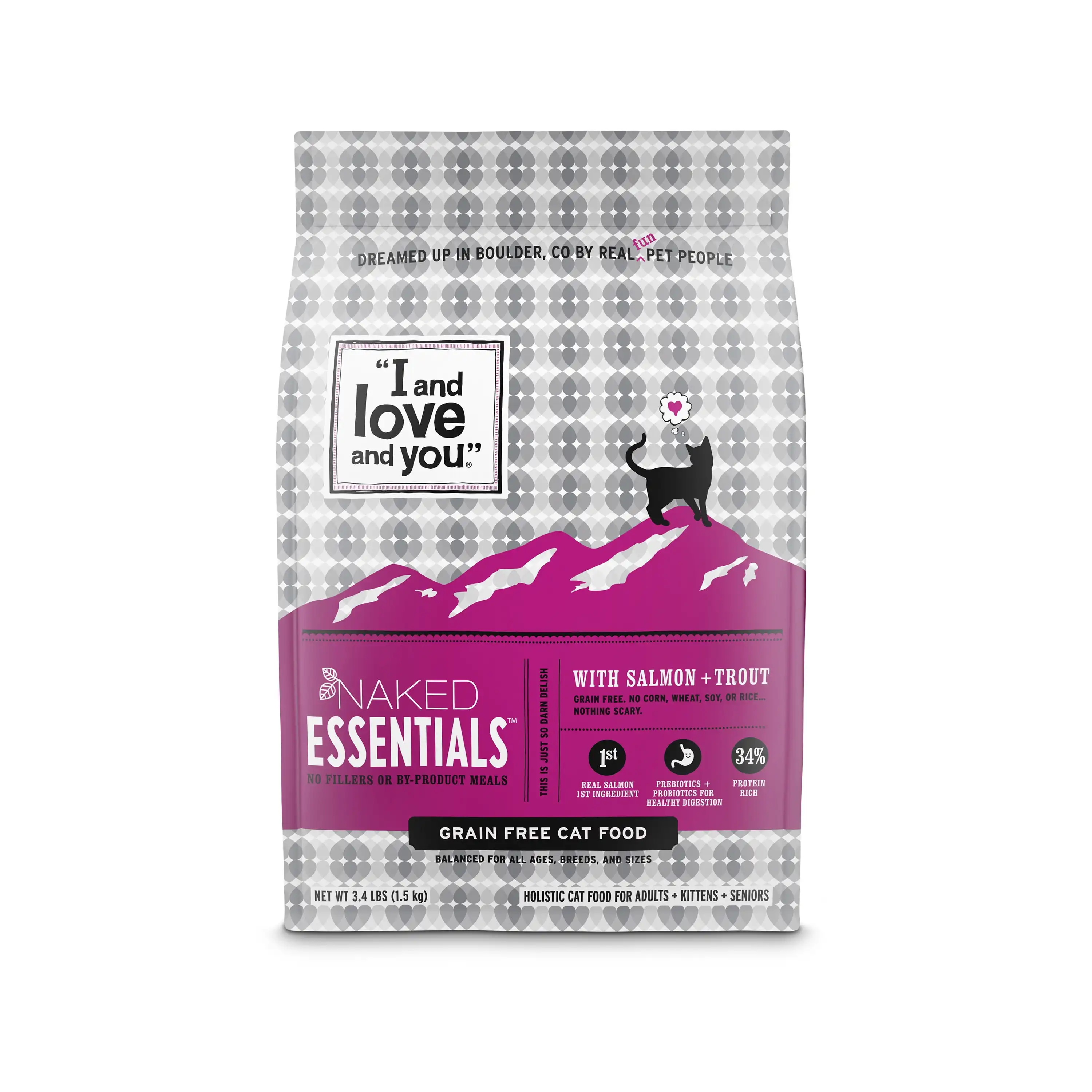 

Naked Essentials Trout & Salmon Flavor Dry Cat Food, Grain-Free, 3.4 lb. Bag