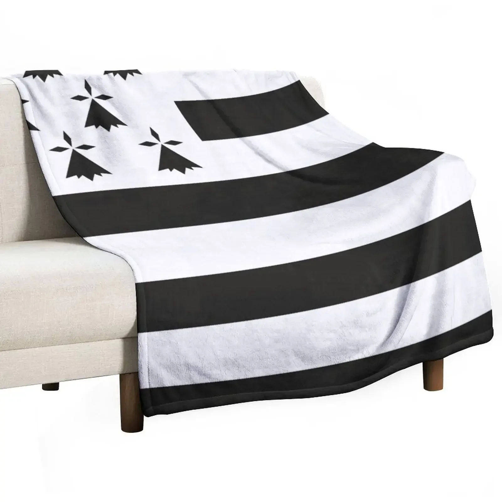 

Brittany Flag - Gwenn ha Du Throw Blanket Long Lasting Soft Plush Blanket for Daily Use