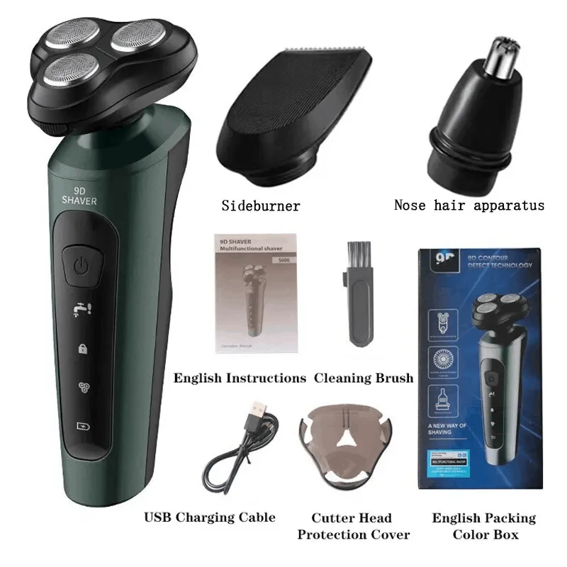 Electric Shavers for Men Waterproof Electric Trimmer Razor Wet &amp Dry Use Rechargeable Battery Rotary Shavers Machine shaving 2