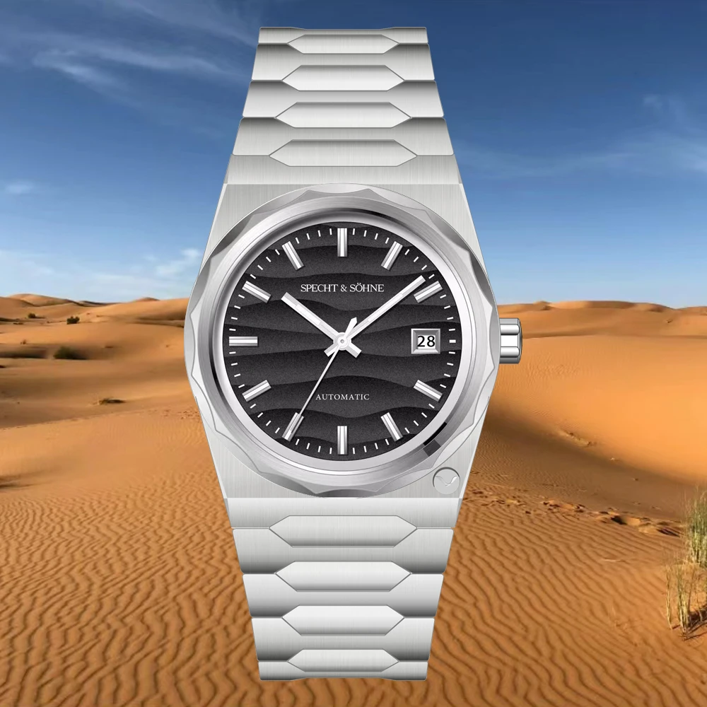 Specht & Söhne Sand Dune Texture New Fashion 37MM NH35 Automatic Watch Stainless Steel Sapphire Red Color Luminous 50M Water