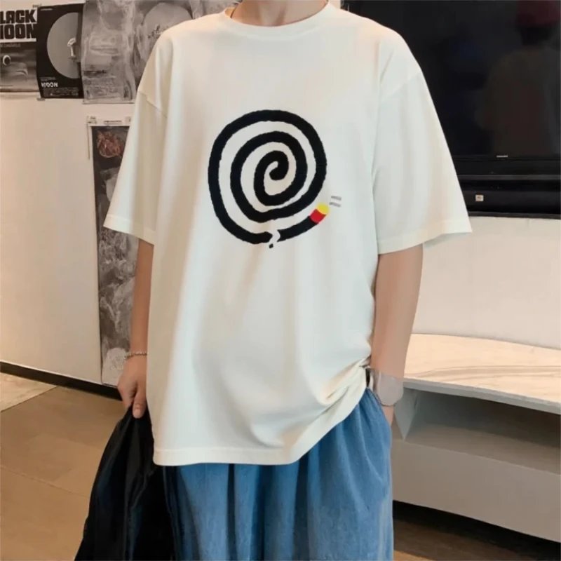 

Men's Summer T-shirts New Style Mosquito Repellent Print Tees Loose Fashionable Cotton Short-sleeved Tops Streetwear for Male