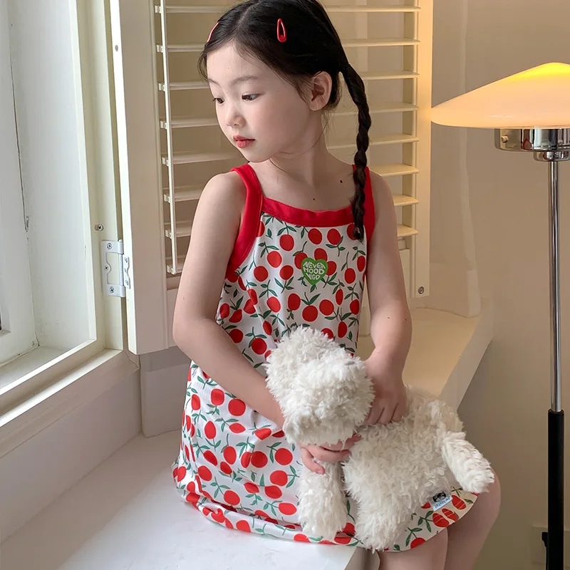 2026 New Girl Dress for Babies in Summer Breathable Cool Trendy Suspender Dress Beautiful Clothing for Little Girls Beach Dress